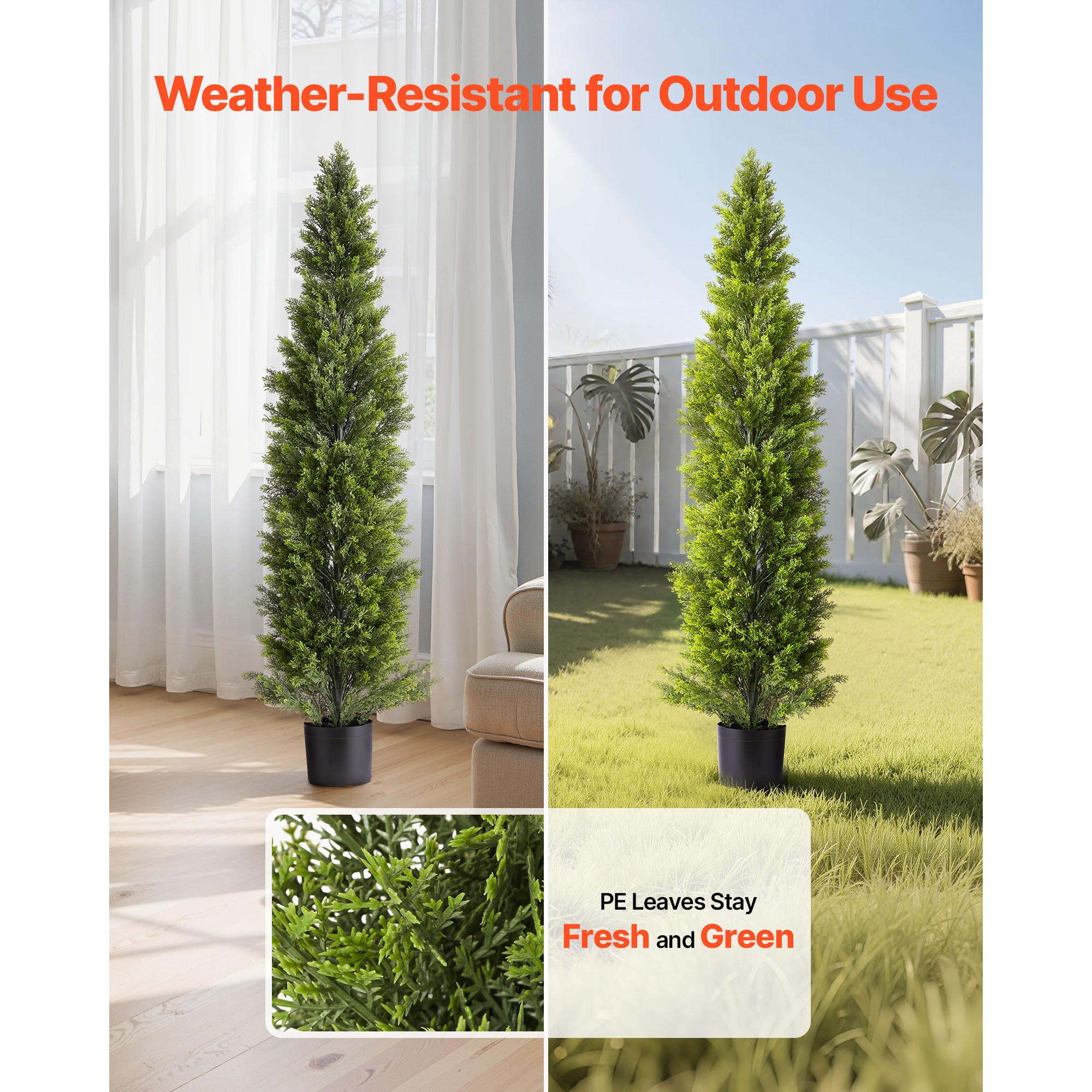 Artificial Cedar Topiary Trees Set Of 2 For Garden Patio Decor_voghion.com